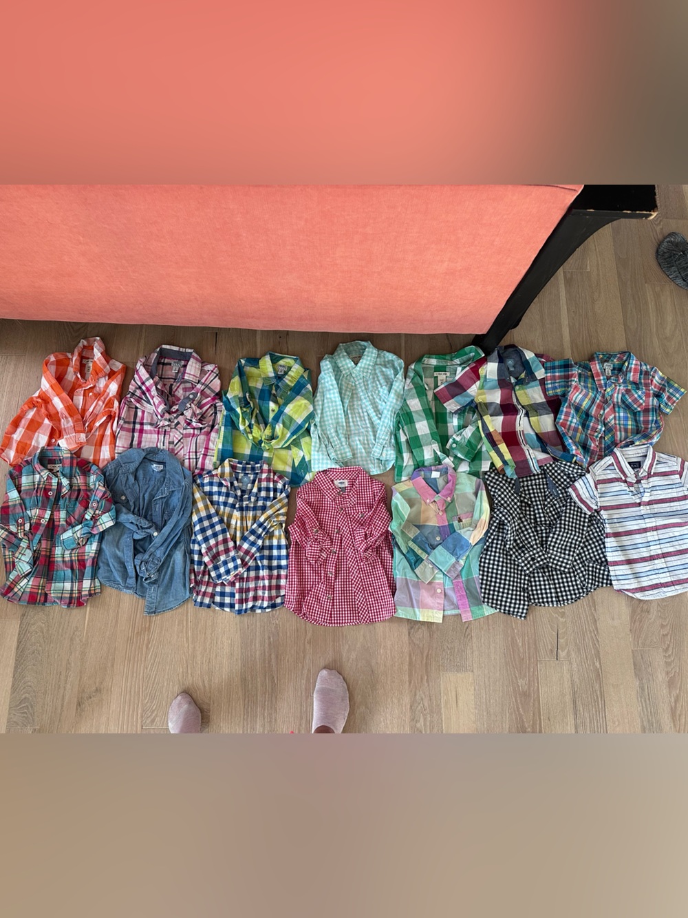 Mixed Plaid Button-Up Tops - Colorful Gingham Collection